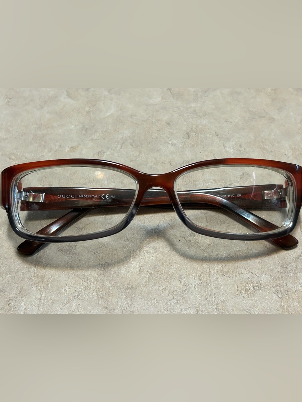 Gucci Brown to Gray Gradient Square Optical Glasses